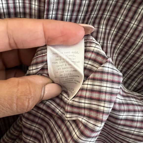 Rag & Bone New York Men’s Button Down Shirt Size 16 Burgundy Plaid Long Sleeve - Picture 8 of 10